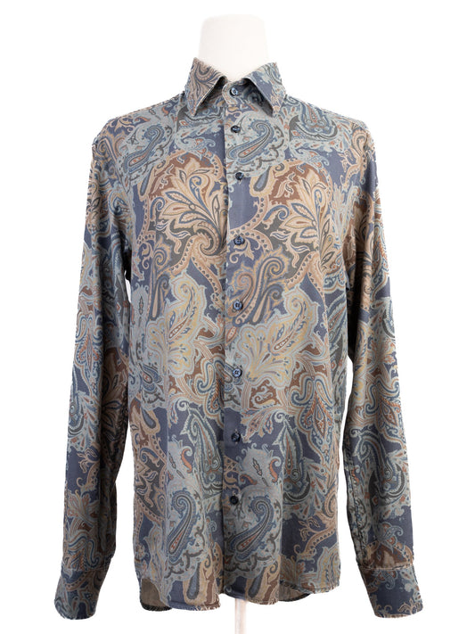 Etro Long-Sleeved Button-Up Shirt Paisley Pattern Excellent Condition