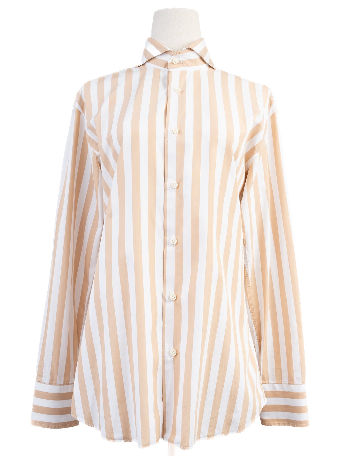 excellent michele negri long-sleeve striped shirt in natural cotton