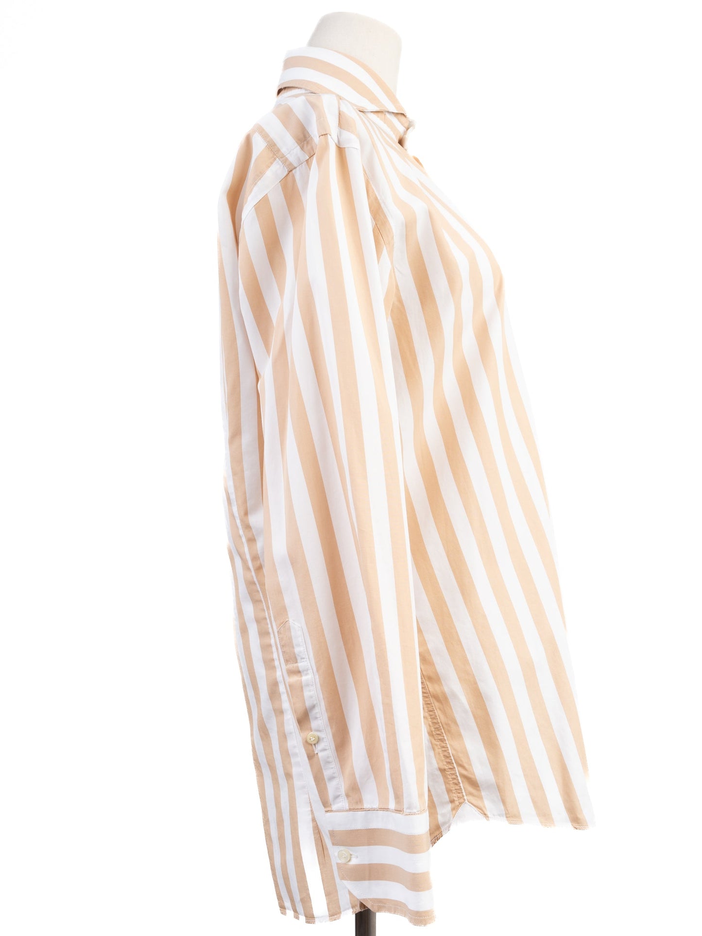 excellent michele negri long-sleeve striped shirt in natural cotton