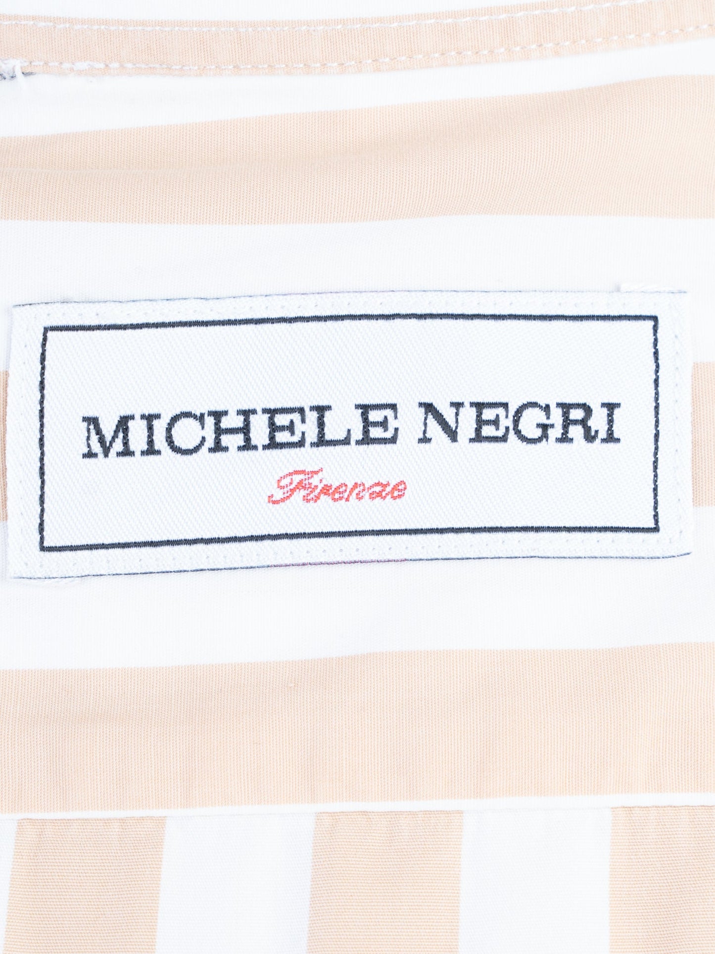 excellent michele negri long-sleeve striped shirt in natural cotton