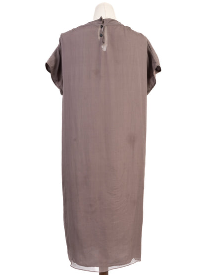 Excellent Nicole Farhi Brown Silk Dress with Sequins Size M