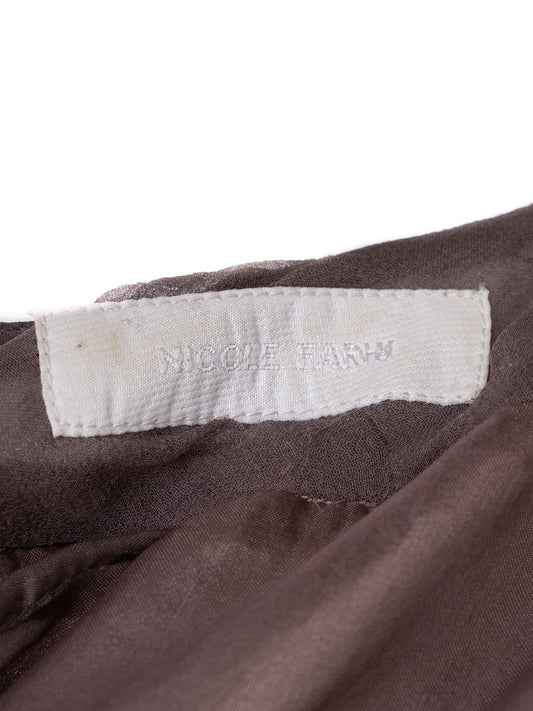 Excellent Nicole Farhi Brown Silk Dress with Sequins Size M