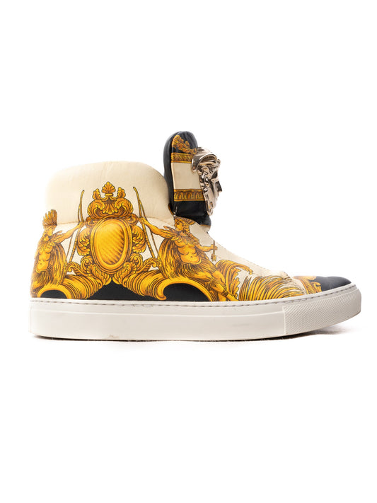 Versace High-Top Sneakers Gold Baroque Patterns Size 38 Excellent