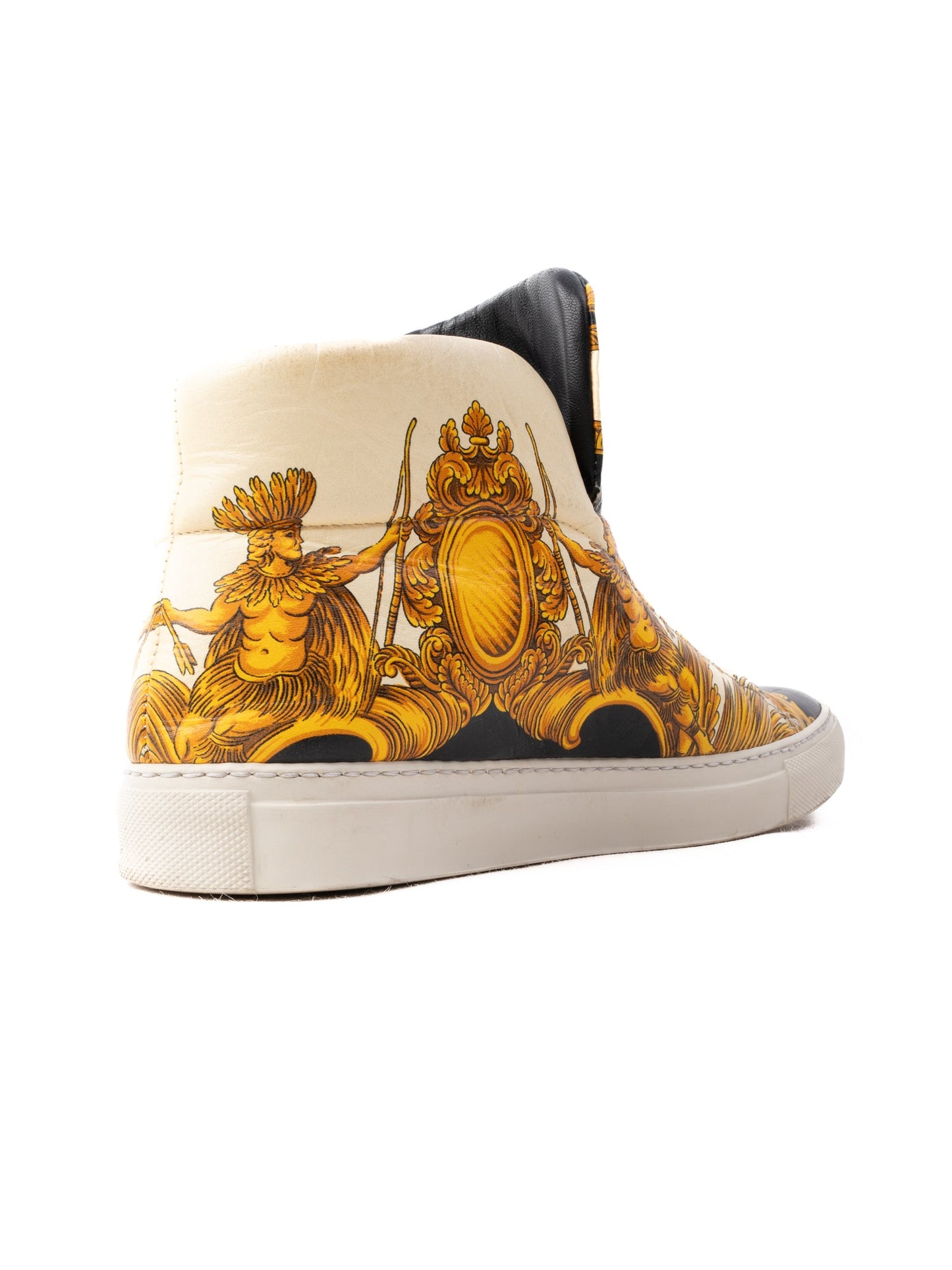 versace high-top sneakers gold baroque patterns size 38 excellent