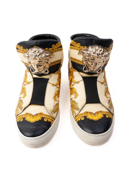 Versace High-Top Sneakers Gold Baroque Patterns Size 38 Excellent