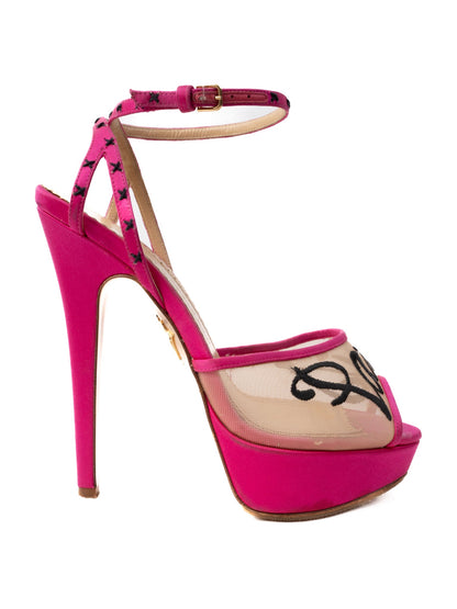 Charlotte Olympia High-Heeled Pink Star Platform Shoes Size 37