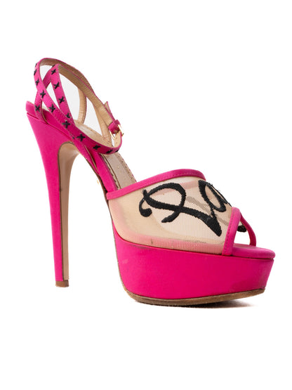 Charlotte Olympia High-Heeled Pink Star Platform Shoes Size 37