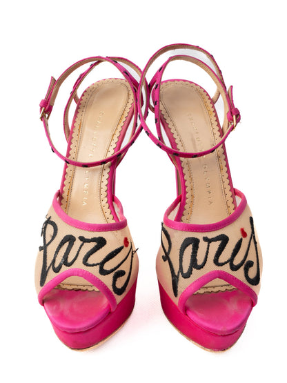Charlotte Olympia High-Heeled Pink Star Platform Shoes Size 37