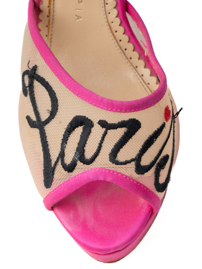 Charlotte Olympia High-Heeled Pink Star Platform Shoes Size 37