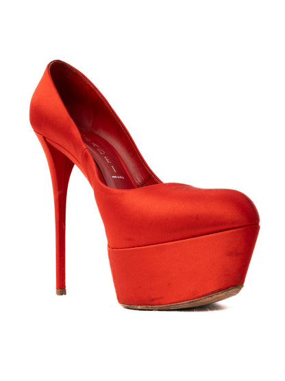 Excellent Casadei Red High Heel Platform Shoes Size 37