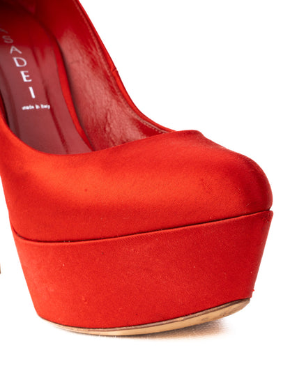 Excellent Casadei Red High Heel Platform Shoes Size 37