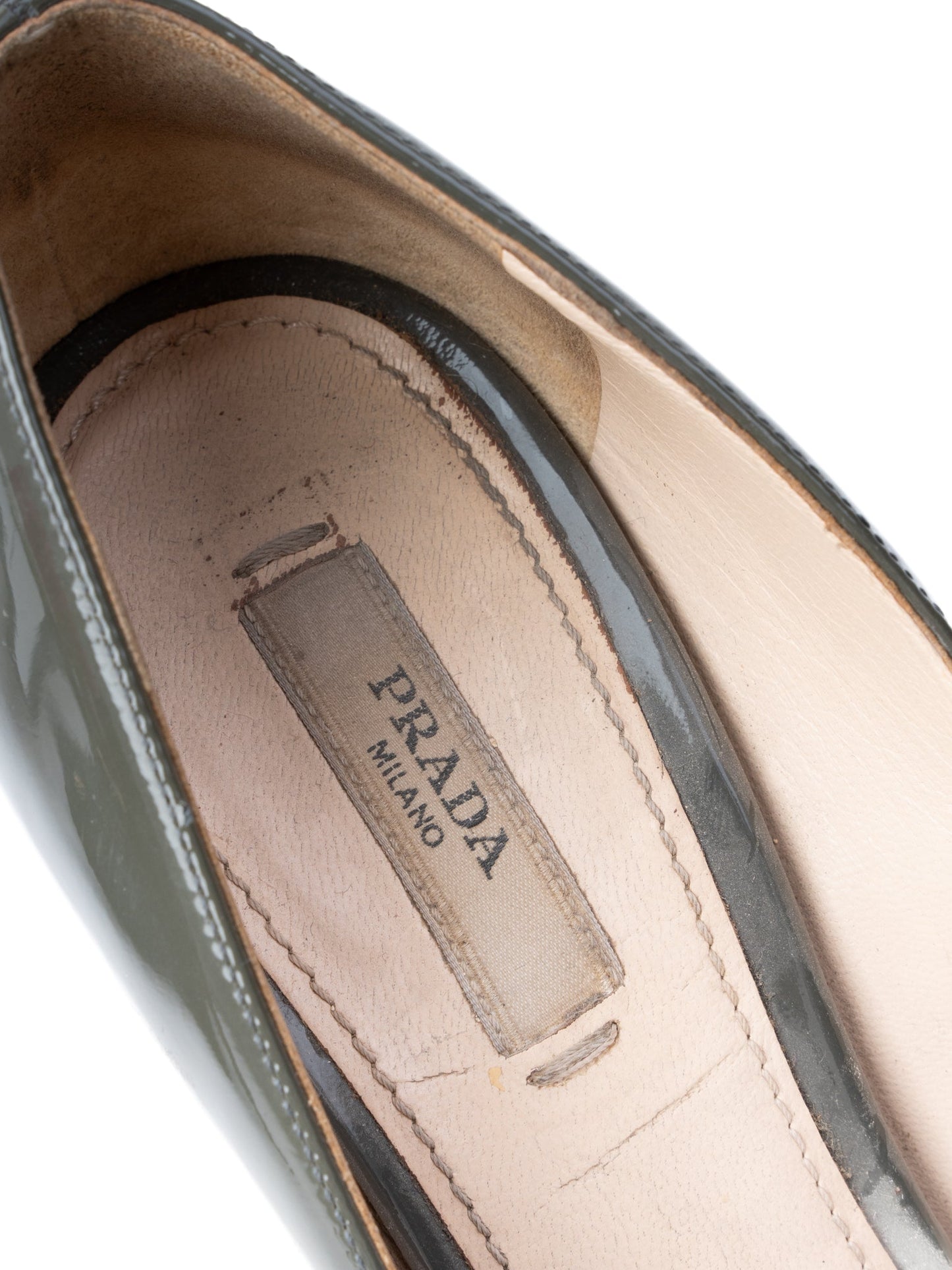 excellent prada gray leather high-heeled peep-toe shoes size 37