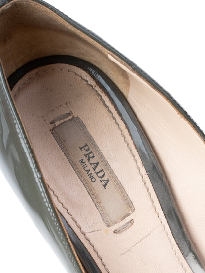 EXCELLENT Prada Gray Leather High-Heeled Peep-Toe Shoes Size 37
