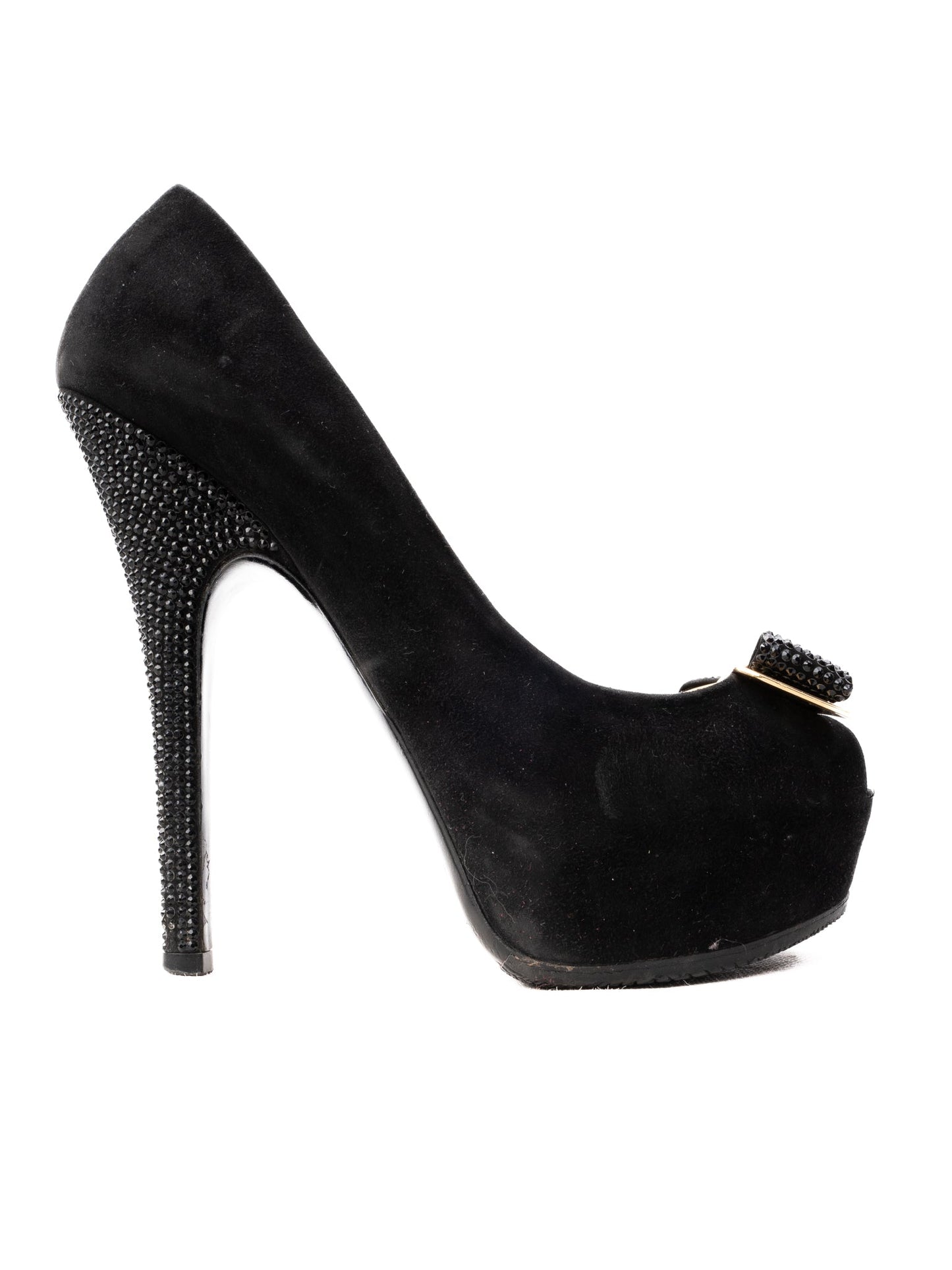 excellent louis vuitton black leather high heels size 36.5 with bow detail