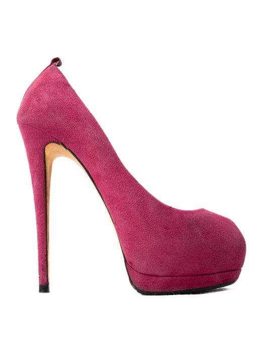 Excellent Giuseppe Zanotti Purple Leather High-Heeled Shoes Size 37.5