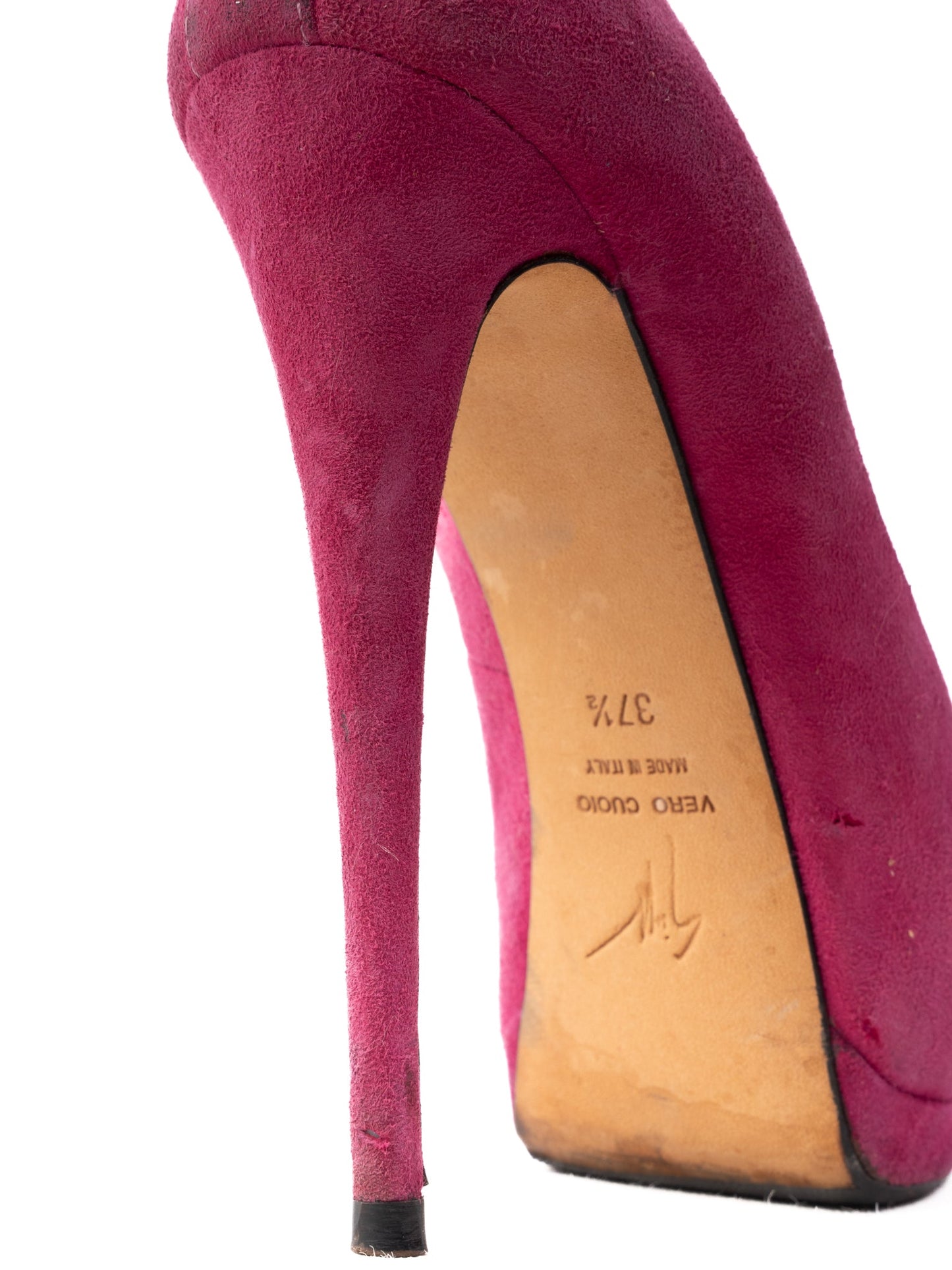 excellent giuseppe zanotti purple leather high-heeled shoes size 37.5