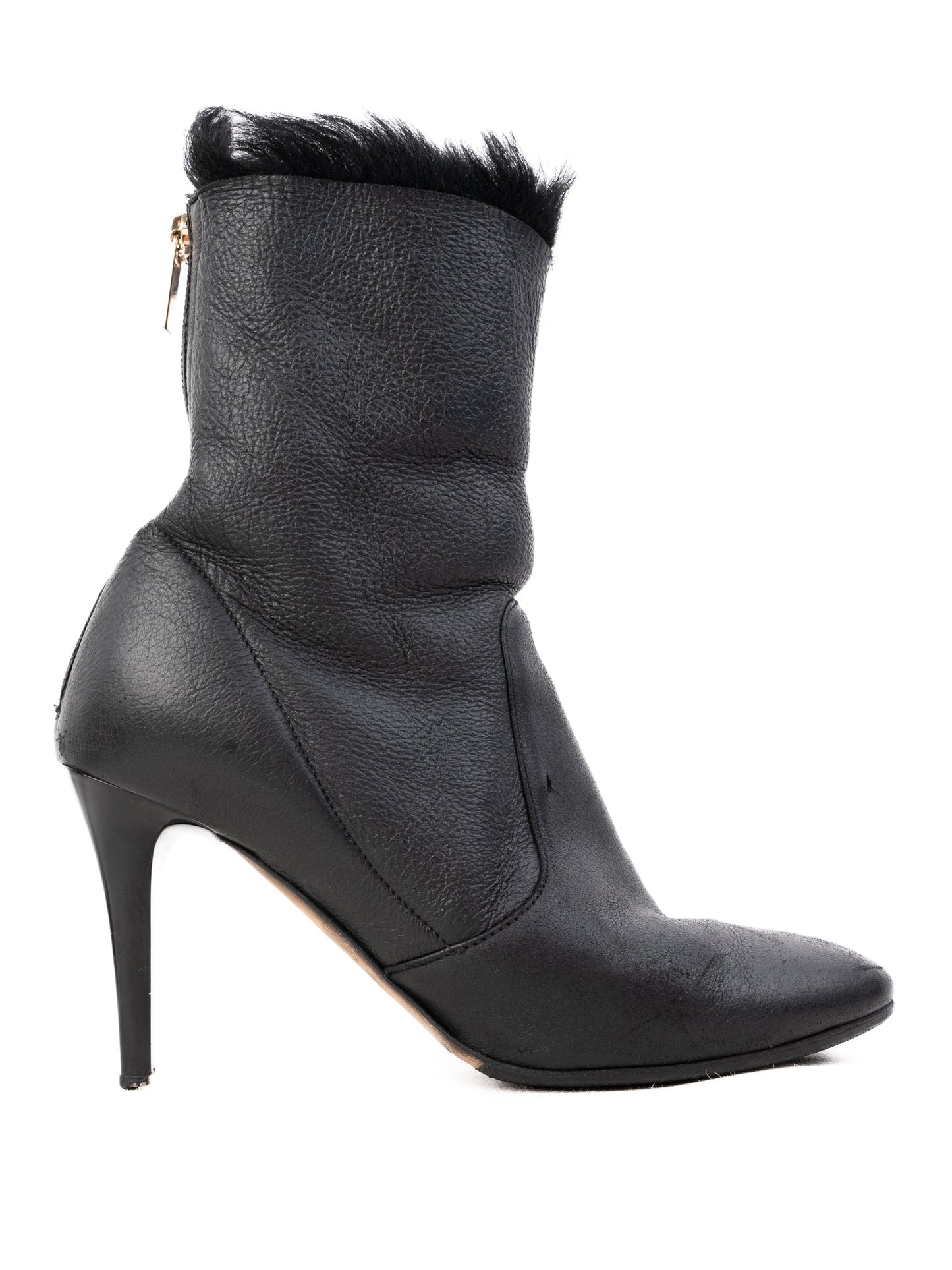 jimmy choo black leather high-heeled ankle boots size 35