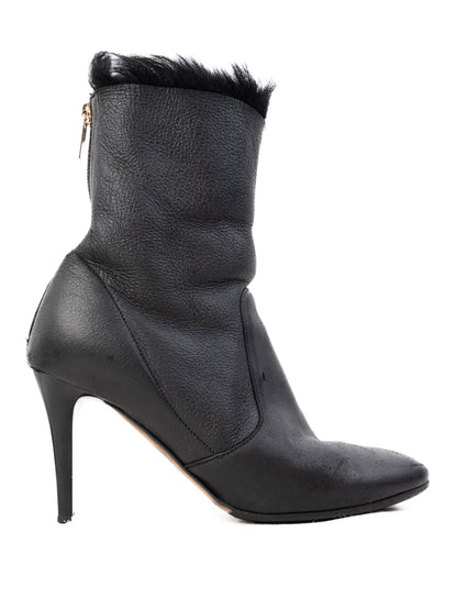 Jimmy Choo Black Leather High-Heeled Ankle Boots Size 35