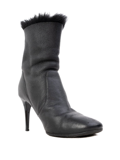 Jimmy Choo Black Leather High-Heeled Ankle Boots Size 35