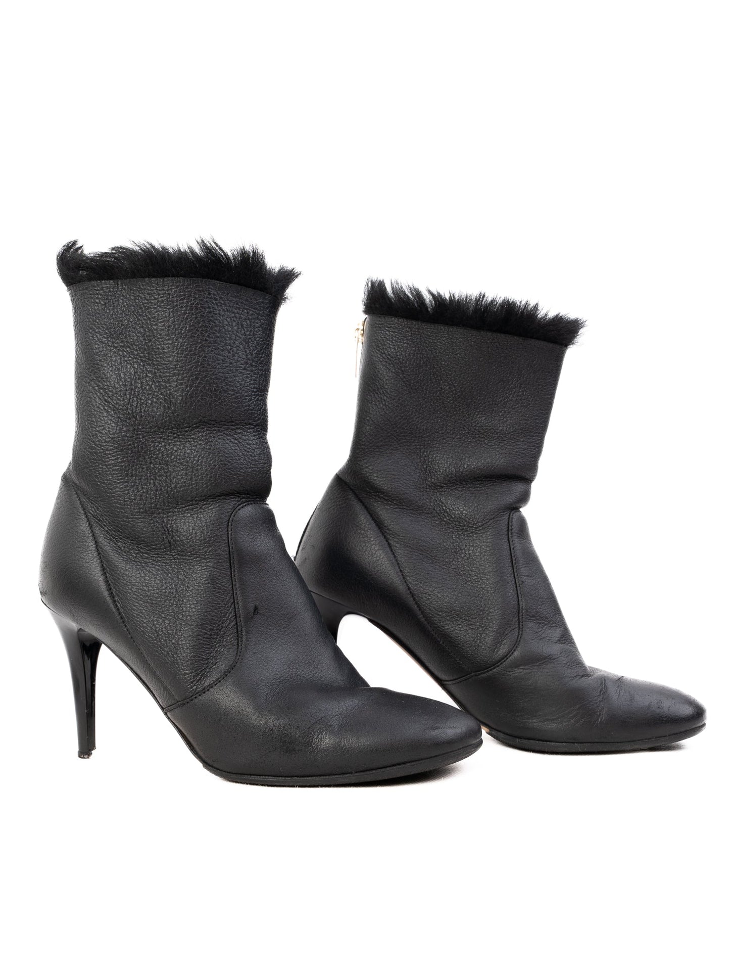 jimmy choo black leather high-heeled ankle boots size 35