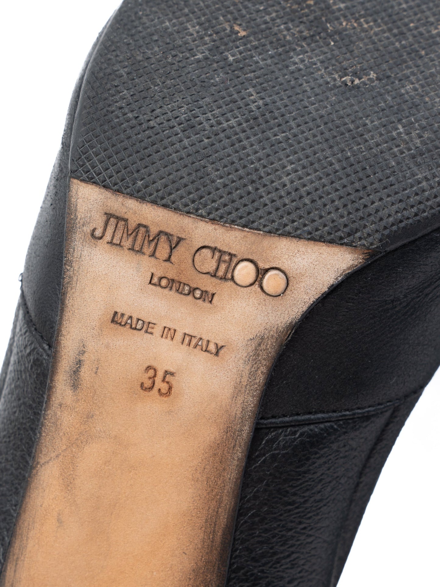 jimmy choo black leather high-heeled ankle boots size 35