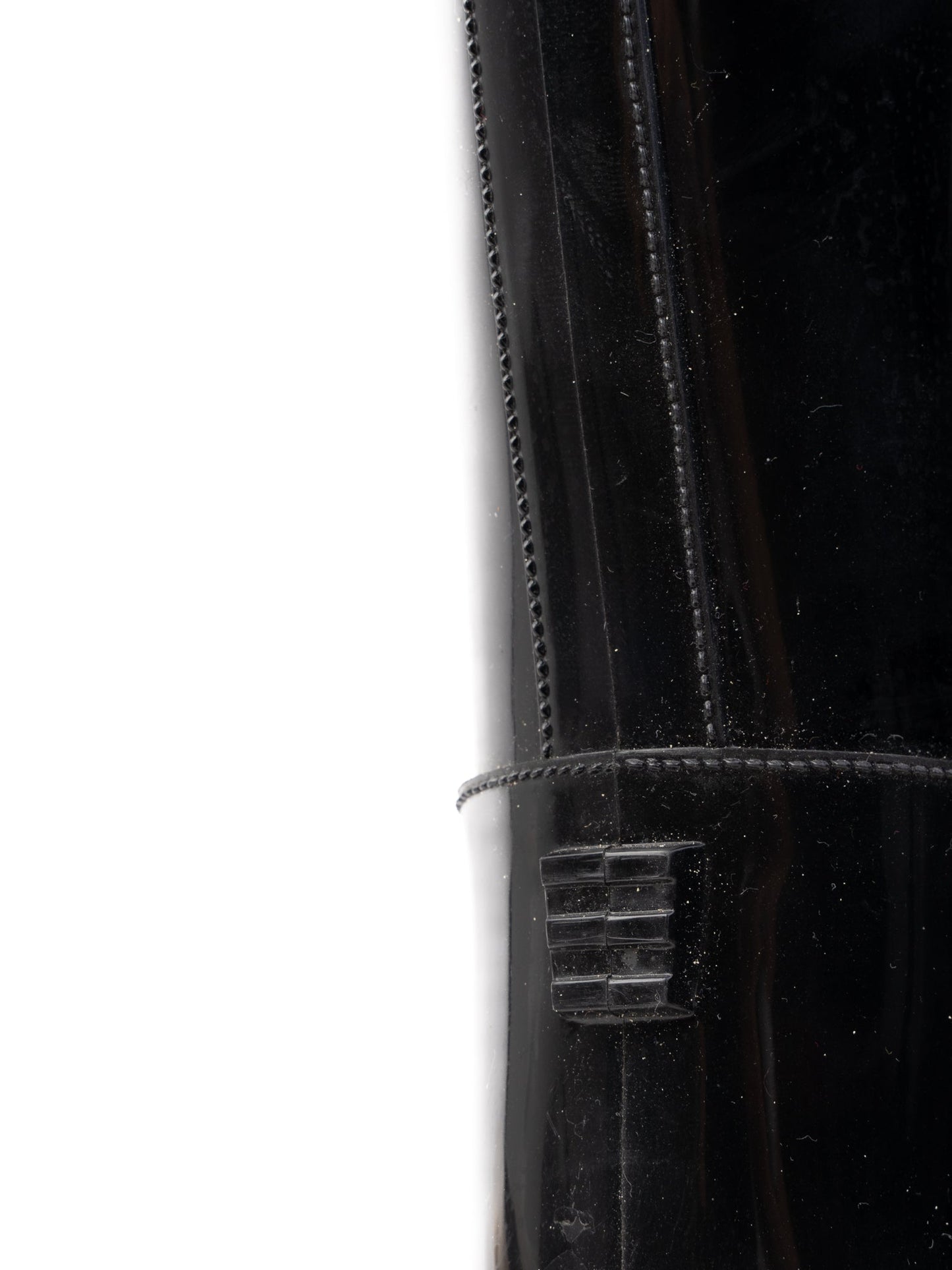 excellent love moschino black knee-high rain boots with gold chain detail