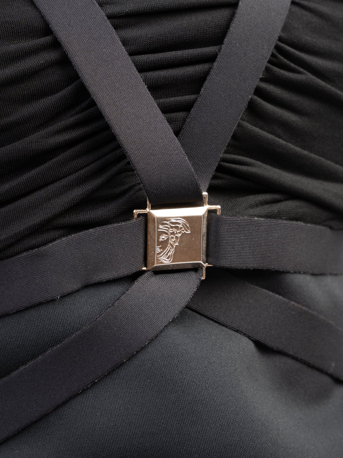 excellent versace black dress size l polyester with straps