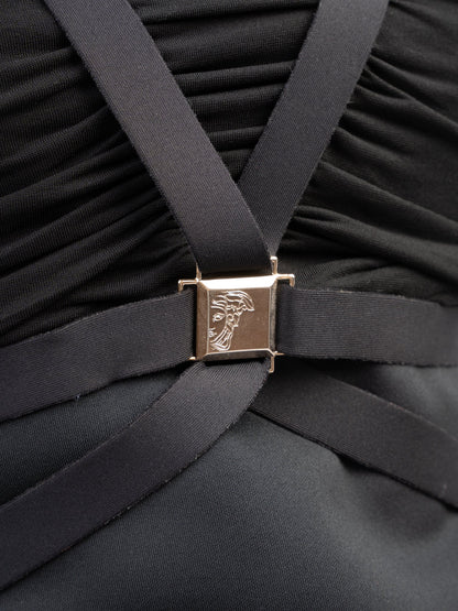 Excellent Versace Black Dress Size L Polyester with Straps