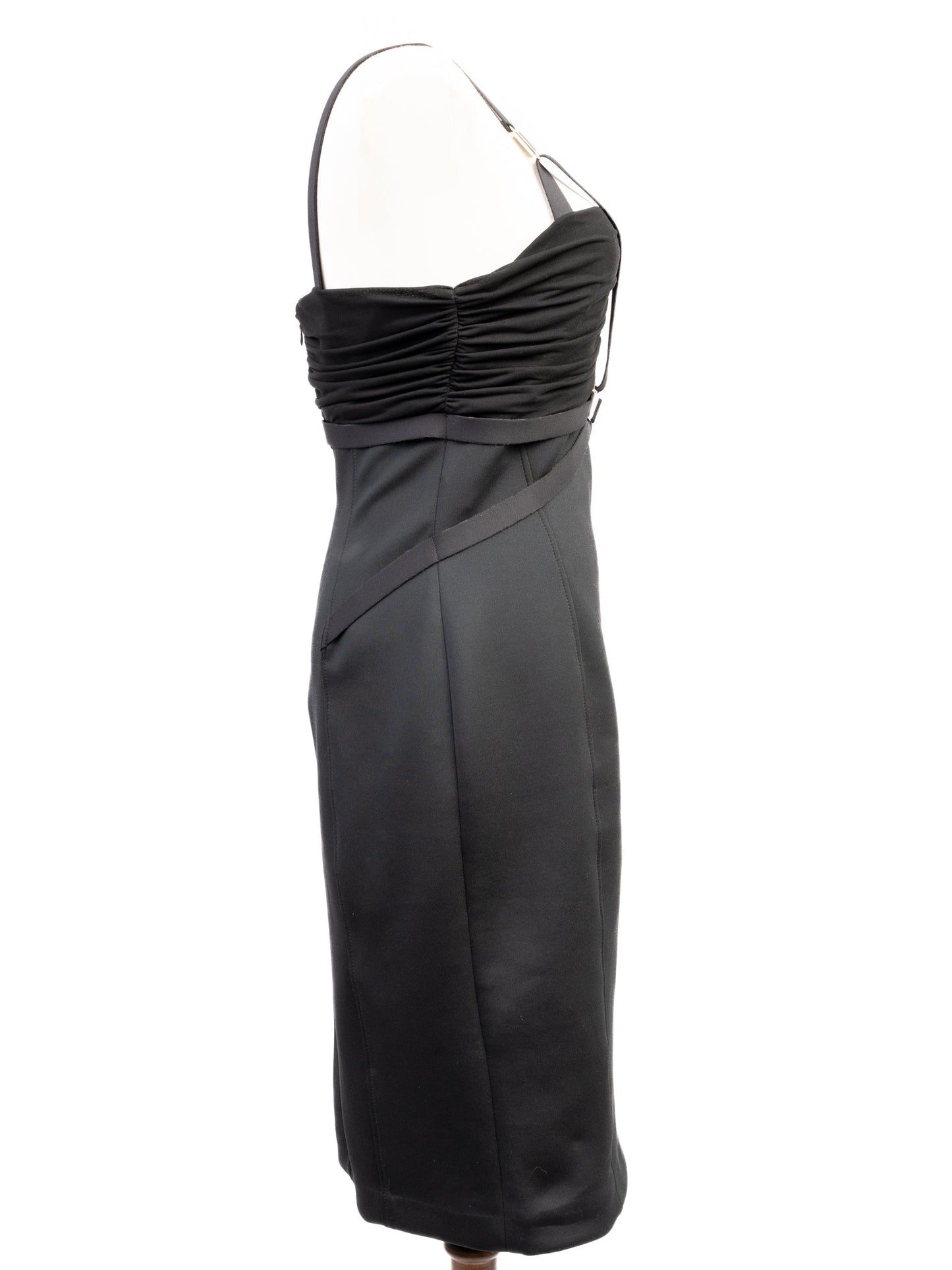 excellent versace black dress size l polyester with straps