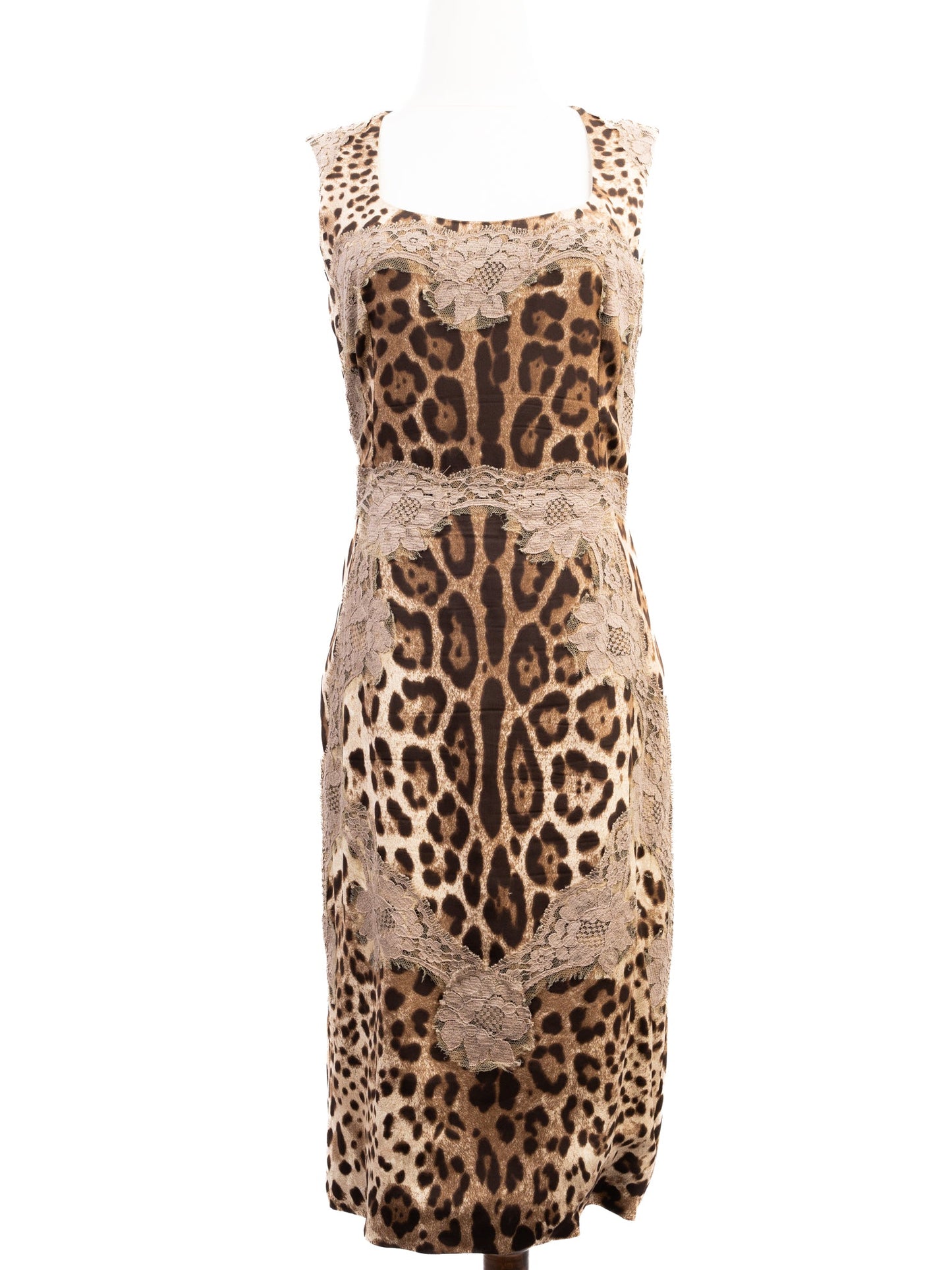 excellent dolce gabbana leopard print lace sleeveless dress size m