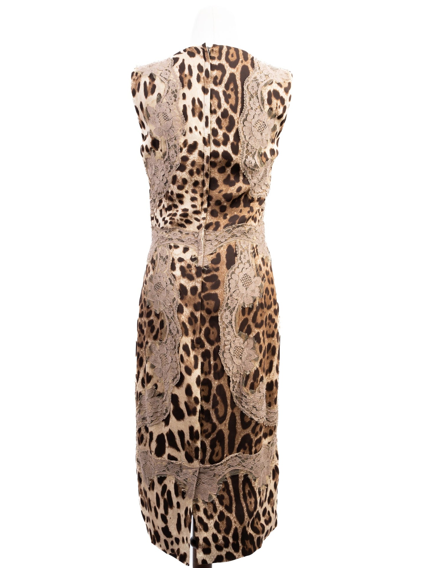 excellent dolce gabbana leopard print lace sleeveless dress size m
