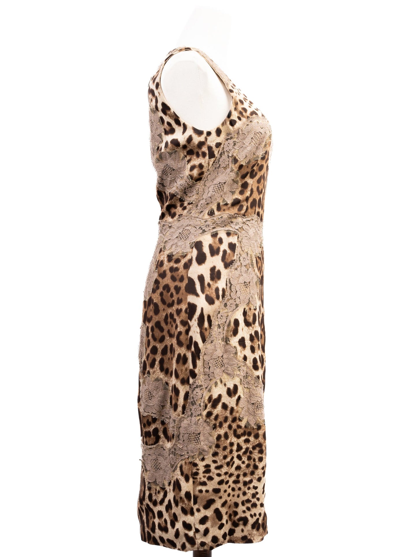 excellent dolce gabbana leopard print lace sleeveless dress size m