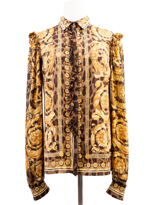 Excellent Versace Women’s Long-Sleeve Blouse Silk Size L Combined