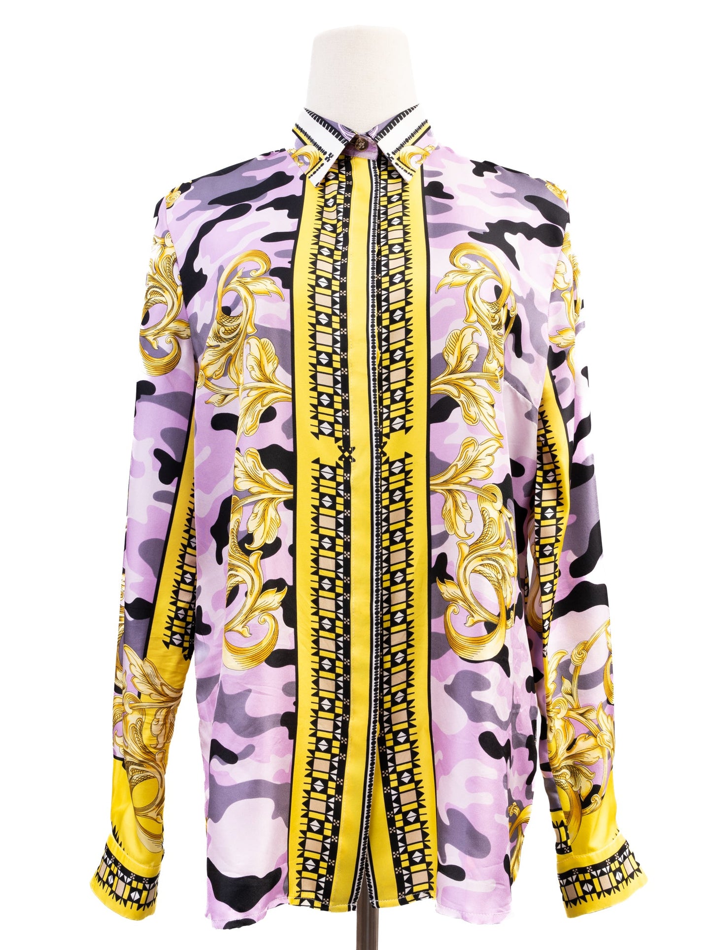 versace long-sleeve shirt excellent condition silk combined colors