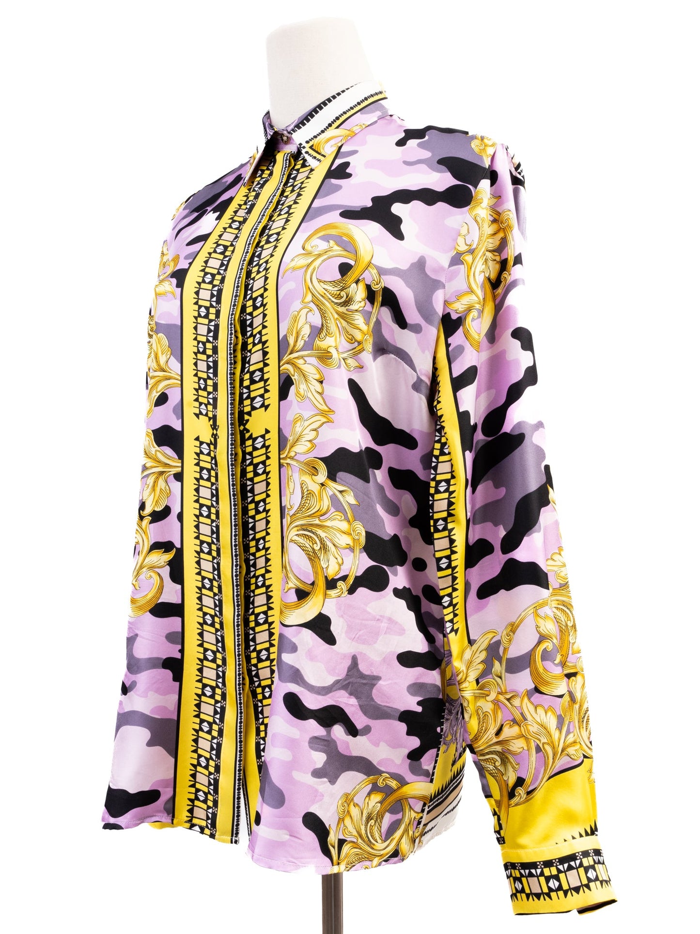 versace long-sleeve shirt excellent condition silk combined colors
