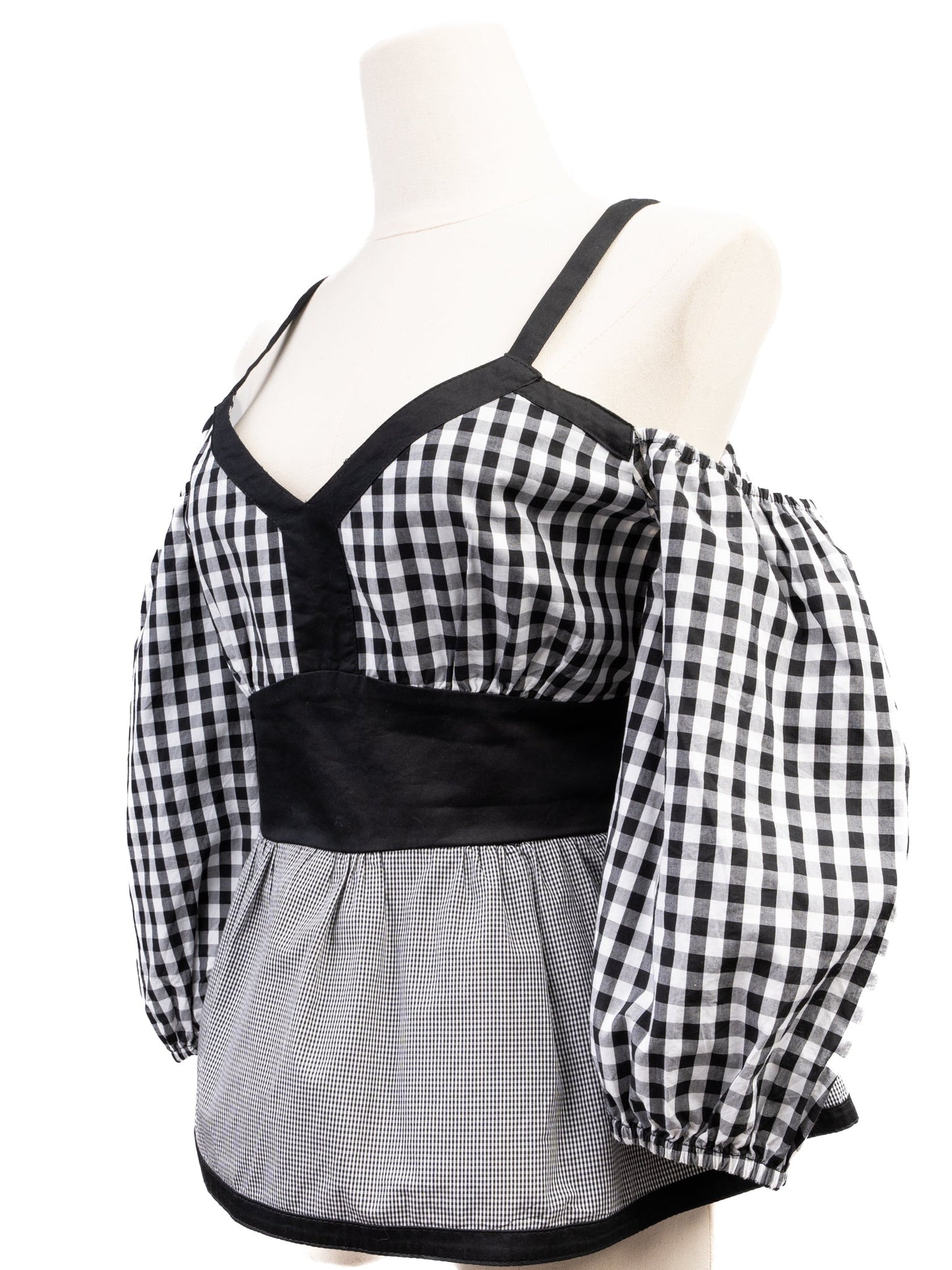 excellent valentino gingham top women size l black white cotton