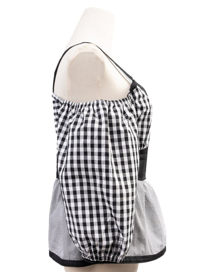 Excellent Valentino Gingham Top Women Size L Black White Cotton