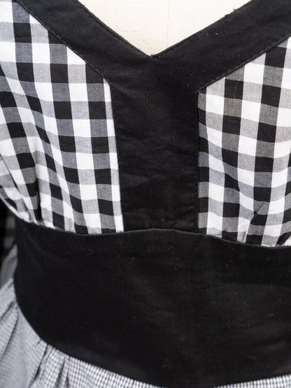 Excellent Valentino Gingham Top Women Size L Black White Cotton
