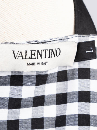 Excellent Valentino Gingham Top Women Size L Black White Cotton