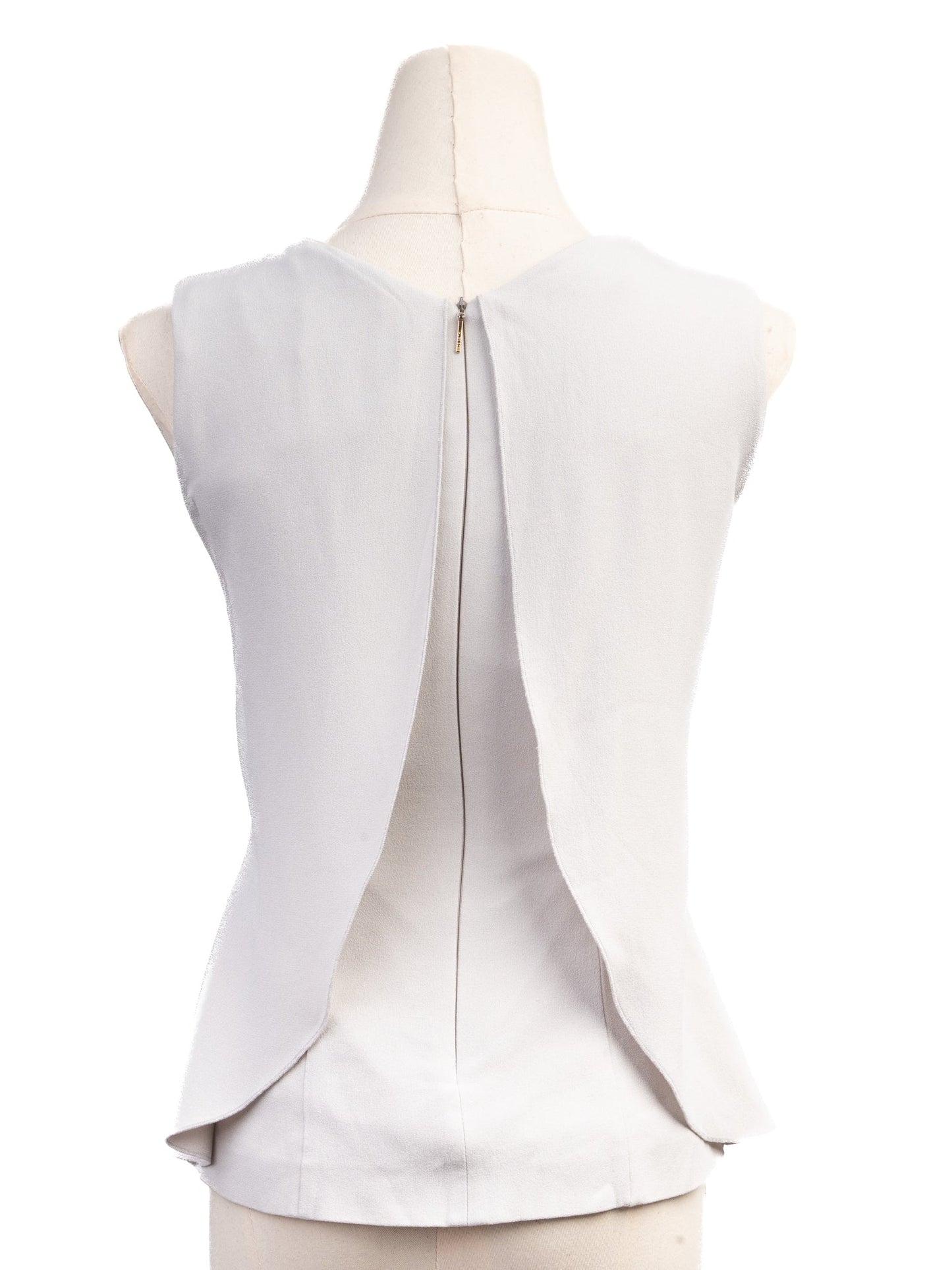 excellent hugo boss gray sleeveless top xxs viscose layered detail