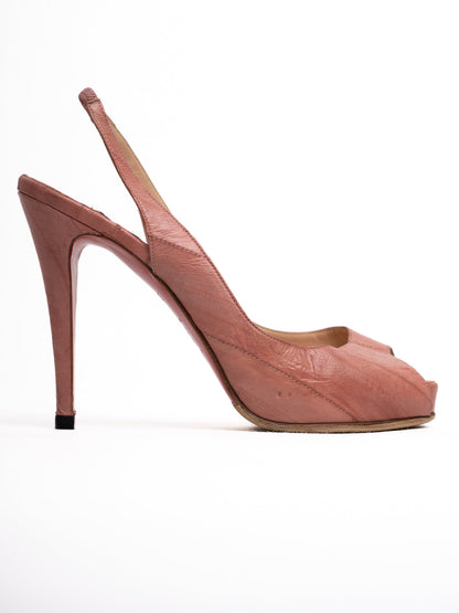 Average Christian Louboutin Pink Leather Slingback Heels Size 38.5