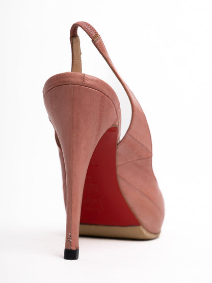 Average Christian Louboutin Pink Leather Slingback Heels Size 38.5