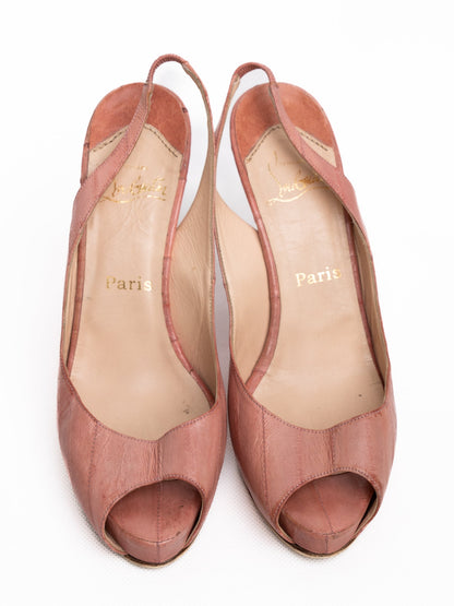Average Christian Louboutin Pink Leather Slingback Heels Size 38.5