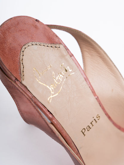Average Christian Louboutin Pink Leather Slingback Heels Size 38.5