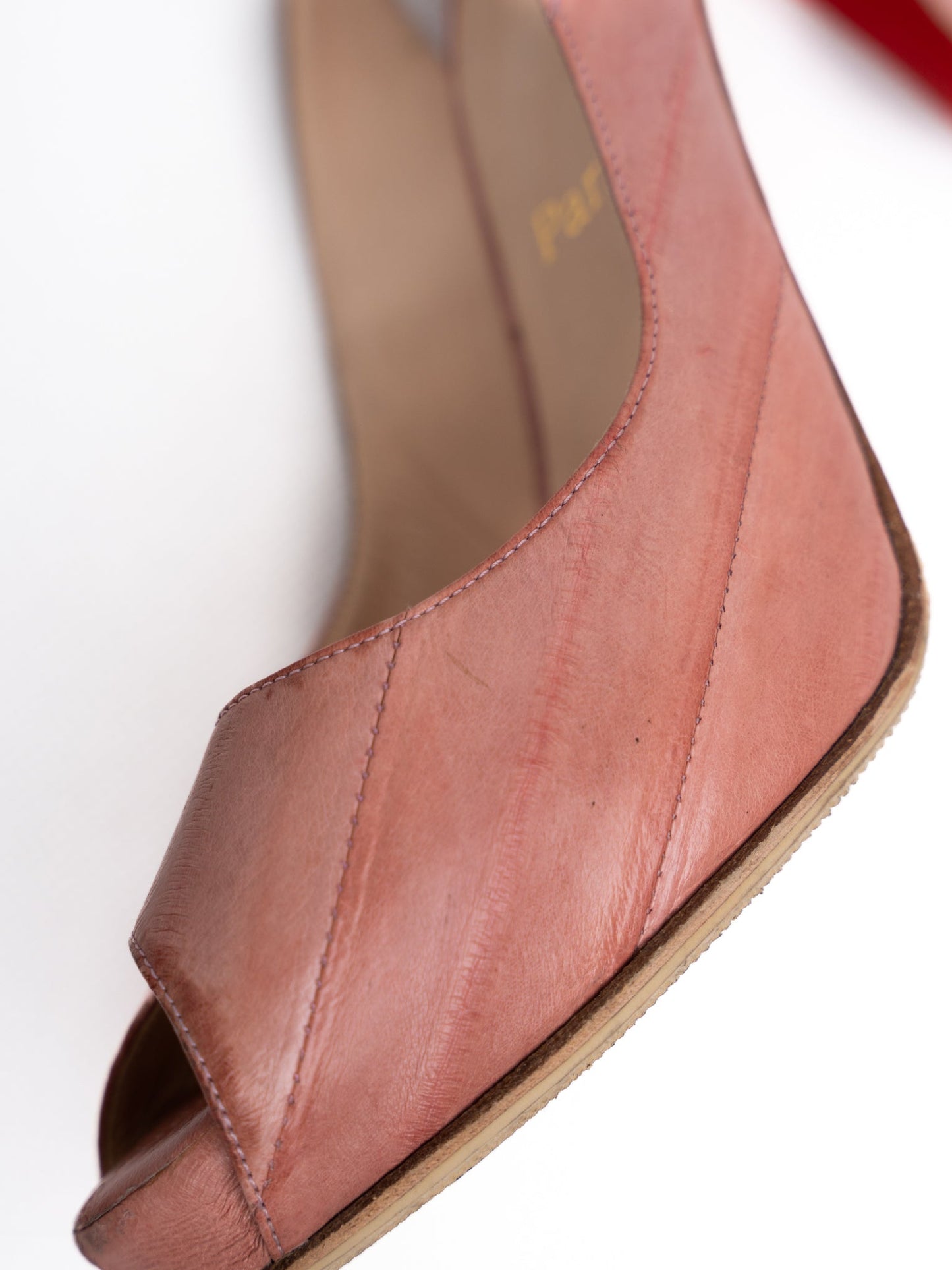 average christian louboutin pink leather slingback heels size 38.5