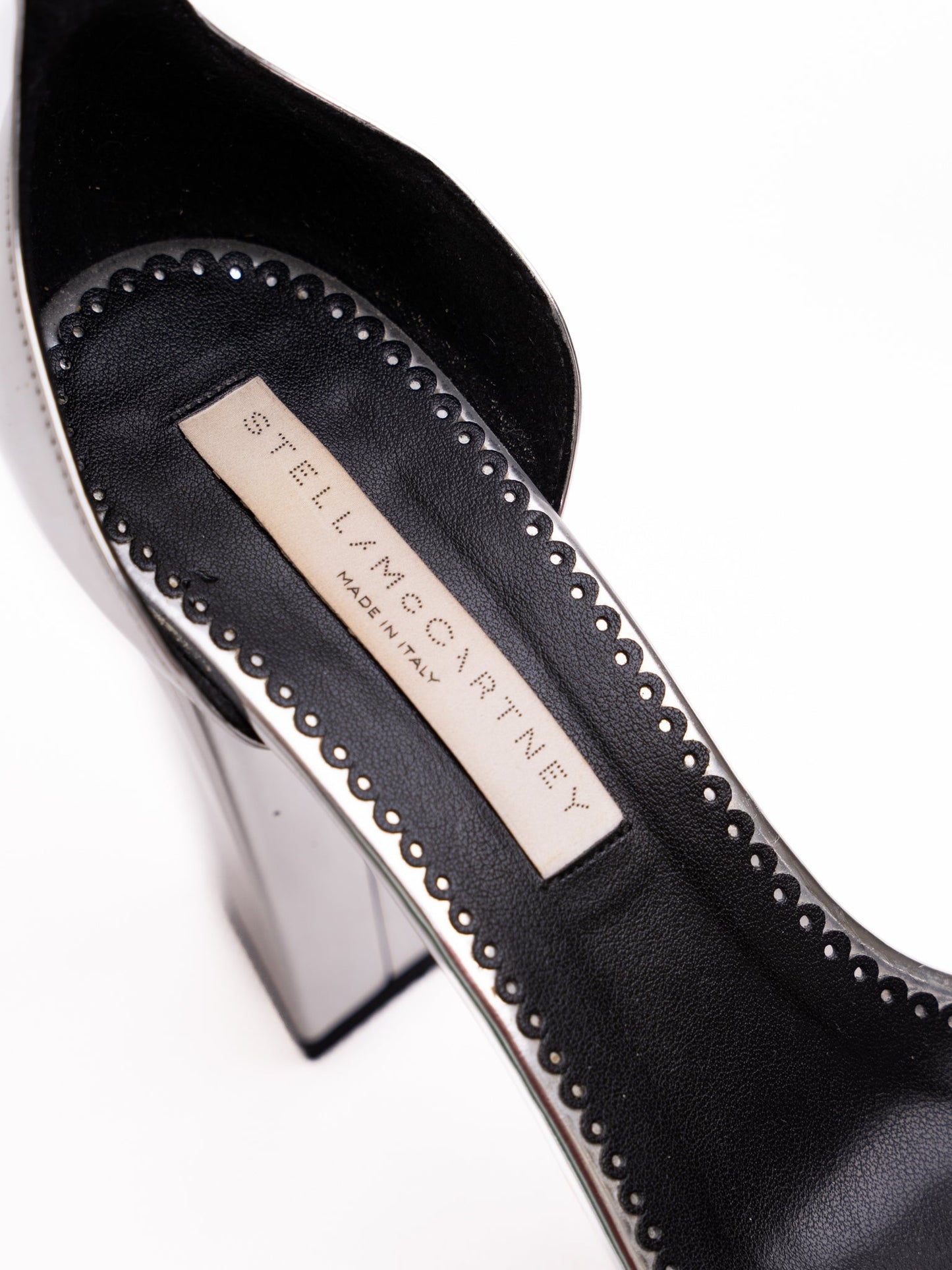 average stella mccartney gray lacquer high-heeled platform shoes size 38