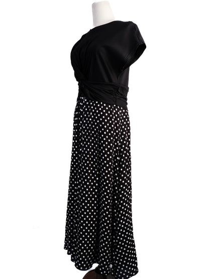 Excellent Sportmax Black Dress M Knotted Top Polka Dot Skirt