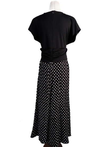Excellent Sportmax Black Dress M Knotted Top Polka Dot Skirt