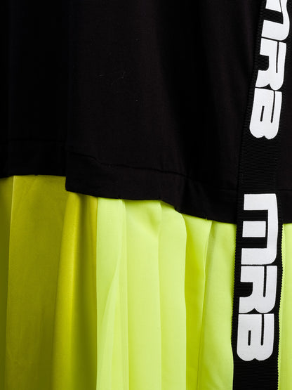 NEW Marco Bologna T-Shirt Dress Black & Neon Yellow Size M