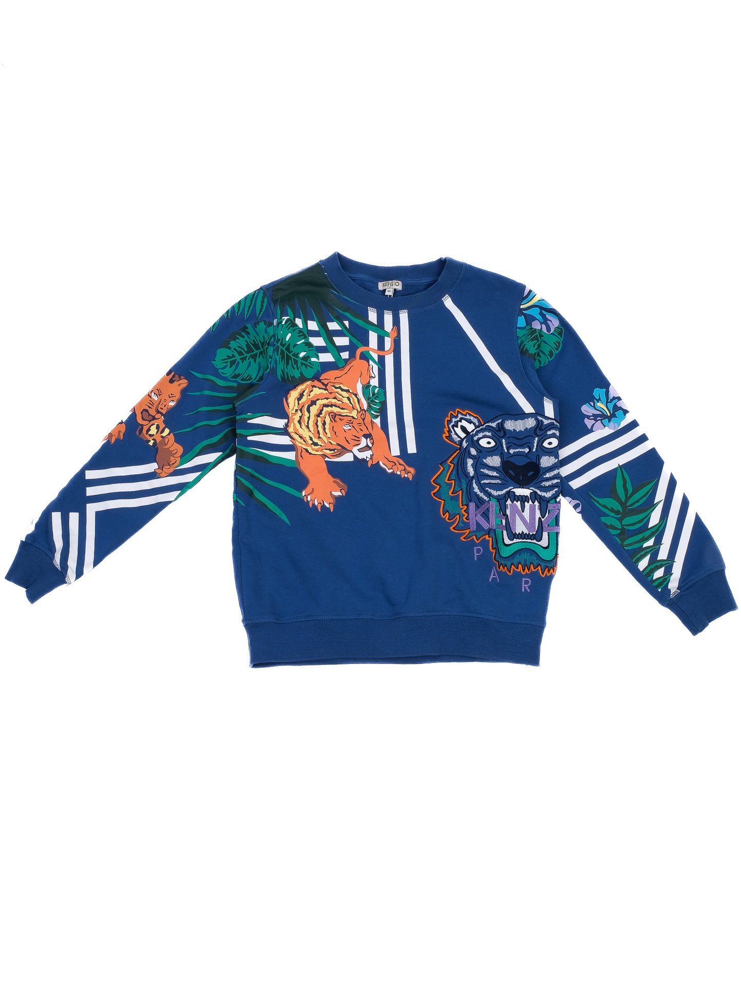 excellent kenzo kids blue cotton sweatshirt size 14 with animal graphics